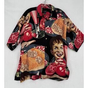 Citron Santa Monica Mens Boy Tomato Graphic Silk Collared Button Shirt Sz S